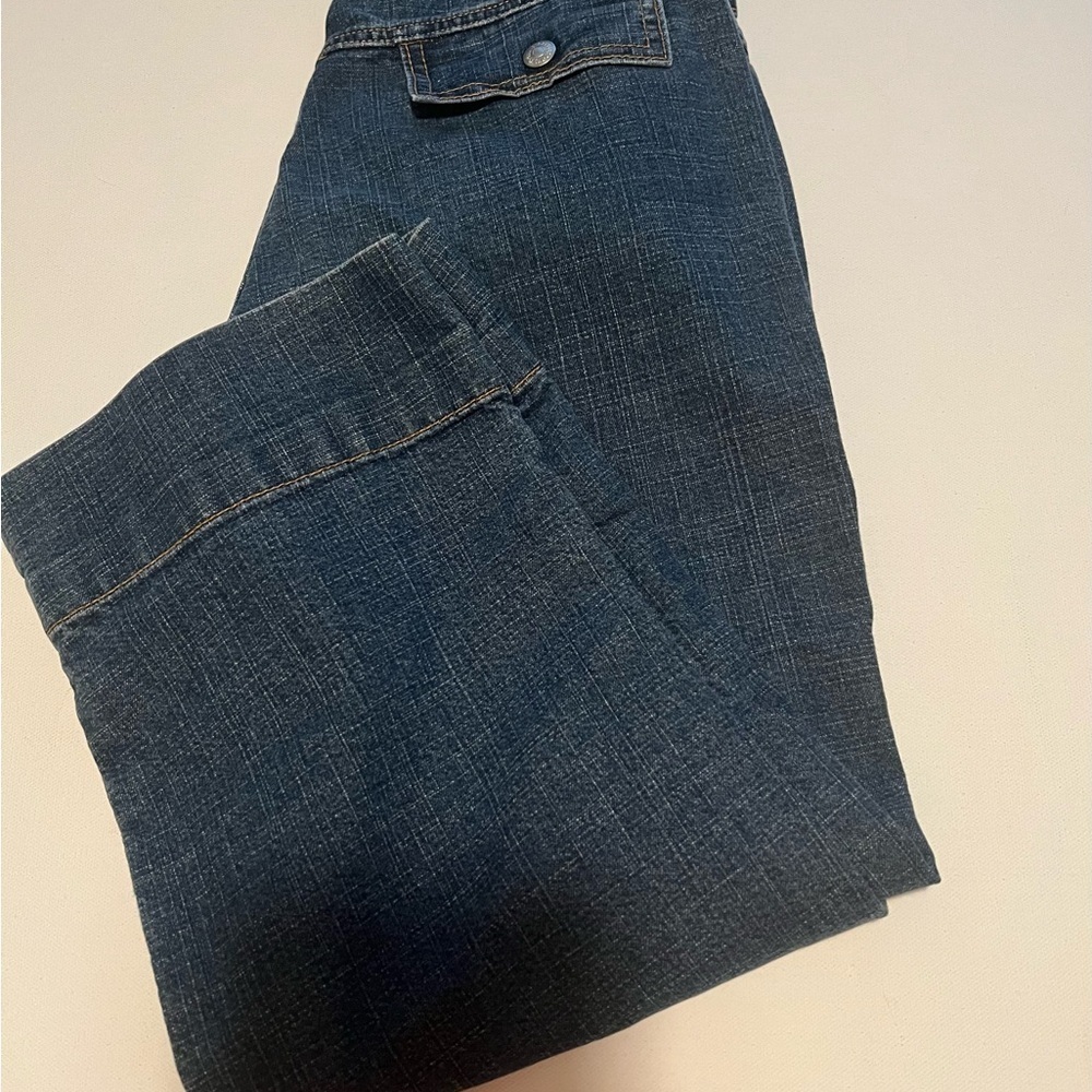 EUC LEVI SIGNATURE Snap Cuff Capri Crop  Denim Blue Jeans Size 6 15Waist x 30L